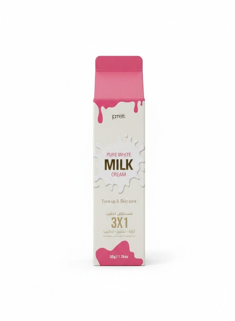PRRETI Milk Extract Skin Lightening and Moisturizing Cream - 50g - Image 2